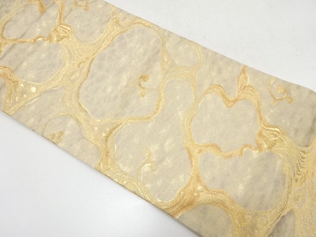 JAPANESE KIMONO / FUKURO OBI / GOLD THREAD / WOVEN ROUGH WAVE